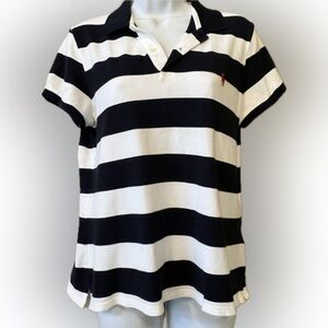 Ralph Lauren Sport wide stripe short sleeved polo shirt Gorgeous! XL 💕